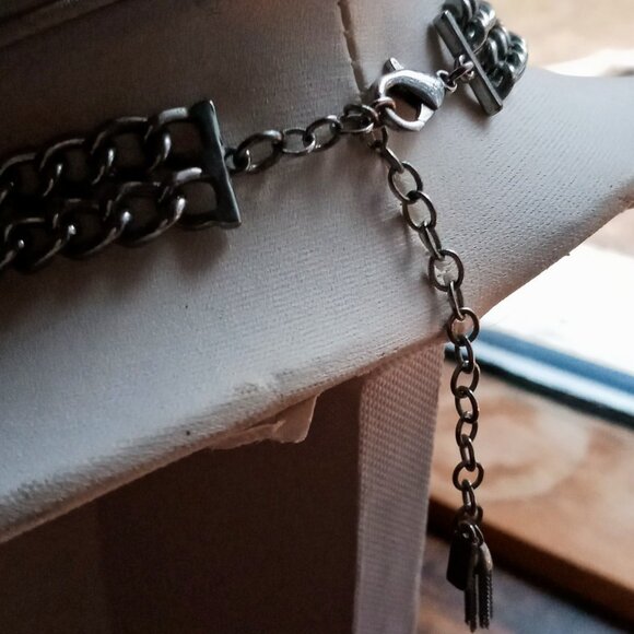 Elegant Rose Faceted Geometric Stones Bib Statement Necklace Silver Accents - Picture 8 of 14